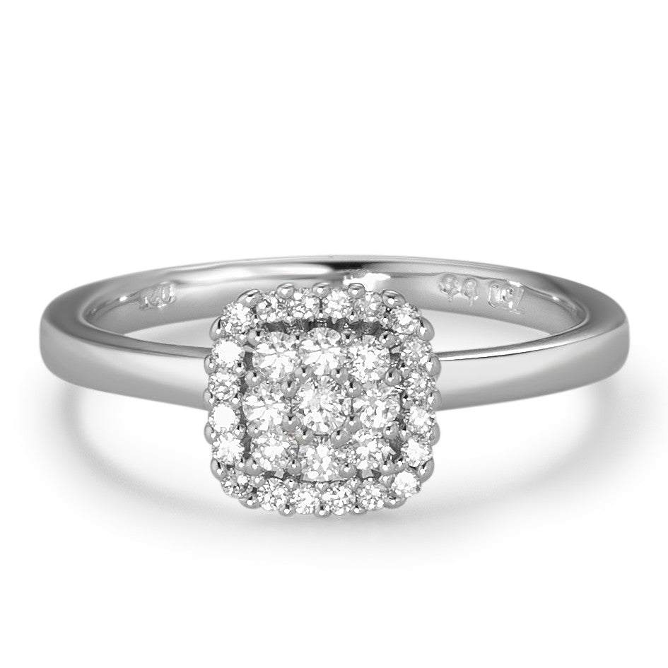 Finger ring 750/18 K vitguld diamant vit, 0.25 ct, 29 stenar, [Brillant], w-si