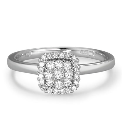 Finger ring 750/18 K vitguld diamant vit, 0.25 ct, 29 stenar, [Brillant], w-si