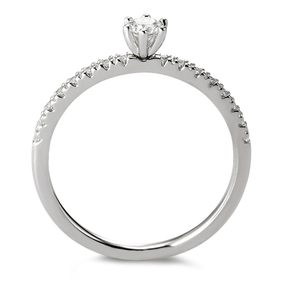 Solitärring 750/18 K vitguld diamant vit, 0.20 ct, 17 stenar, [Brillant], w-si