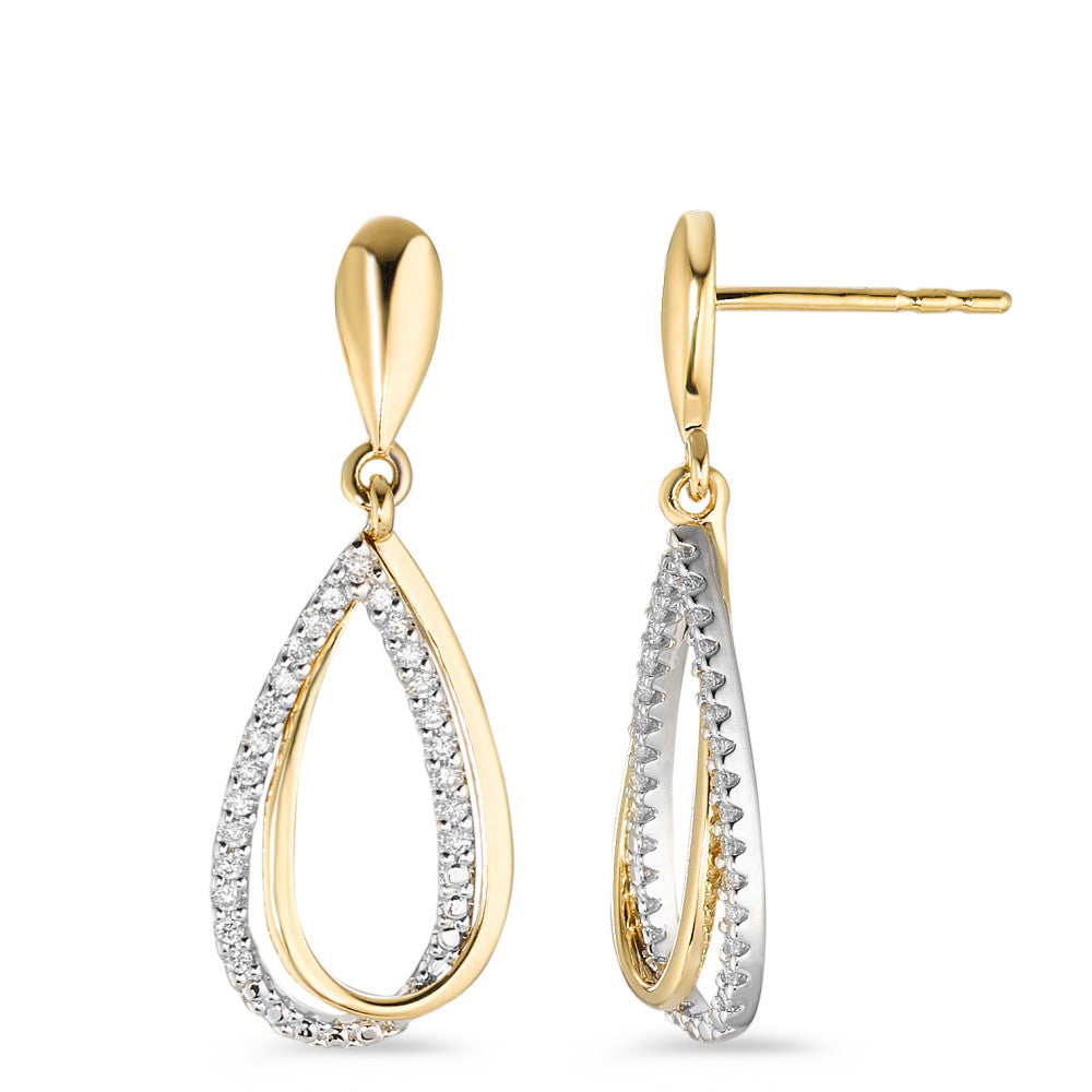 Örhängen 750/18 K gult guld, 750/18 K vitguld diamant vit, 0.18 ct, 46 stenar, [Brillant], w-si