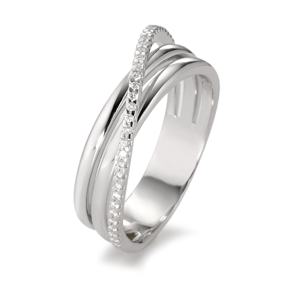 Finger ring 750/18 K vitguld diamant vit, 0.14 ct, 33 stenar, [Brillant], w-si