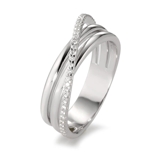 Finger ring 750/18 K vitguld diamant vit, 0.14 ct, 33 stenar, [Brillant], w-si
