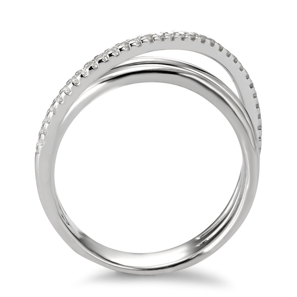 Finger ring 750/18 K vitguld diamant vit, 0.14 ct, 33 stenar, [Brillant], w-si