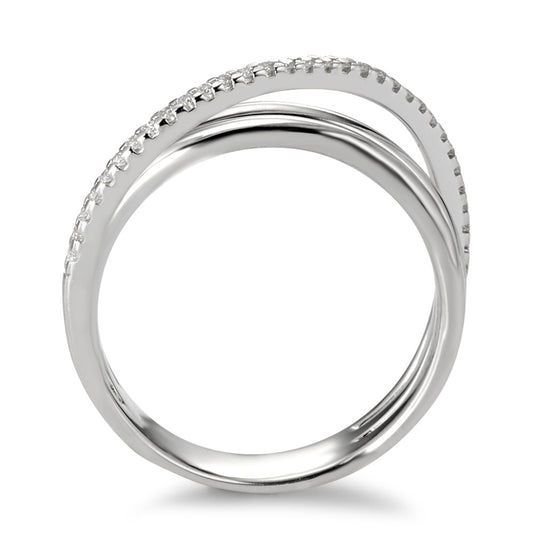 Finger ring 750/18 K vitguld diamant vit, 0.14 ct, 33 stenar, [Brillant], w-si