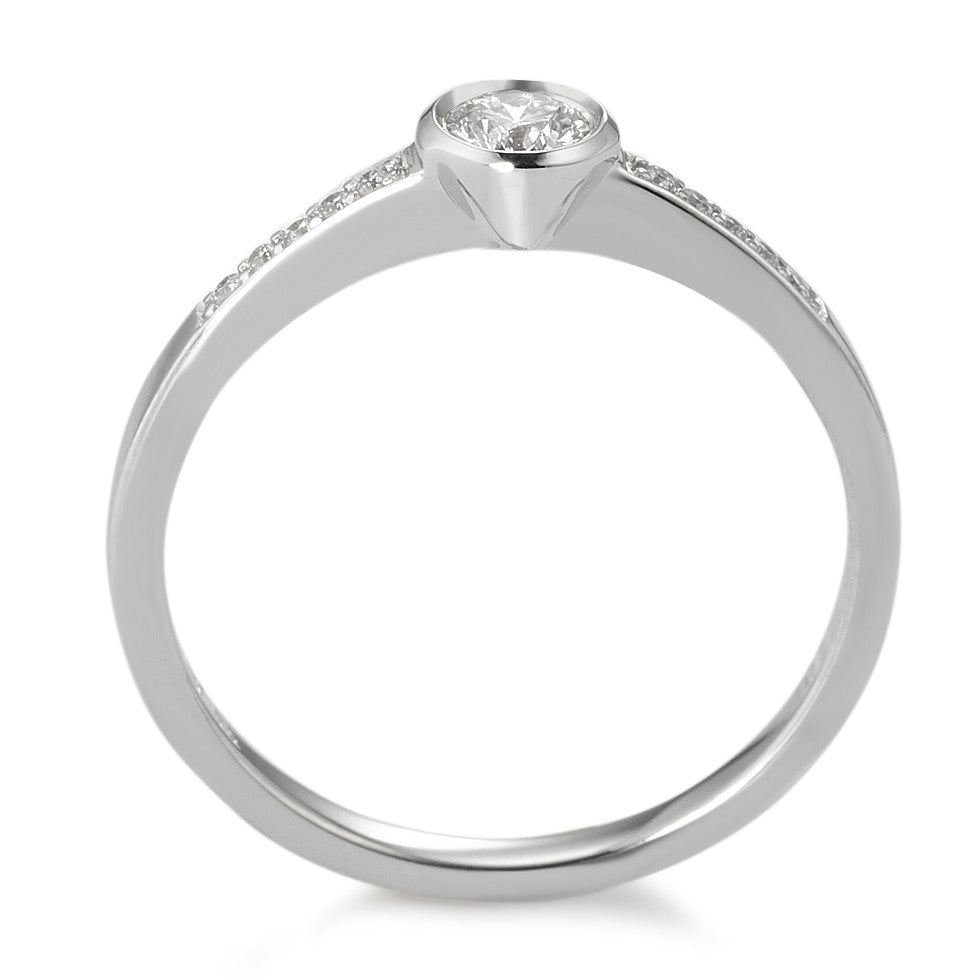 Solitärring 750/18 K vitguld [Diamant] [weiss], 0.22 ct, 11 stenar, [Brillant], w-si Ø4.5 mm
