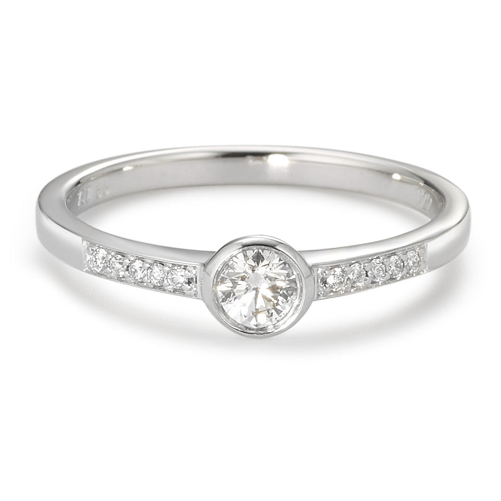 Solitärring 750/18 K vitguld [Diamant] [weiss], 0.22 ct, 11 stenar, [Brillant], w-si Ø4.5 mm