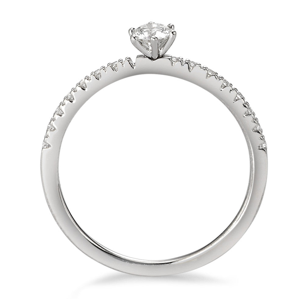 Solitärring 750/18 K vitguld diamant vit, 0.25 ct, 17 stenar, [Brillant], w-si