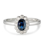 Finger ring 750/18 K vitguld diamant vit, 0.18 ct, 12 stenar, [Brillant], w-si, safir