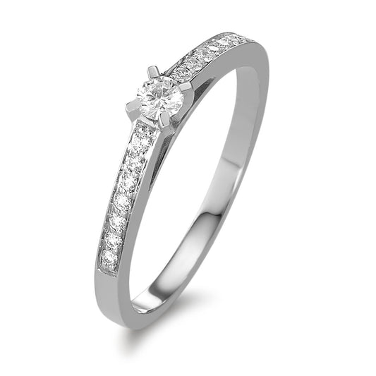 Finger ring 750/18 K vitguld diamant 0.17 ct, 15 stenar, w-si