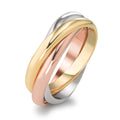 Finger ring 750/18 K gult guld, 750/18 K vitguld, 750/18 K rött guld