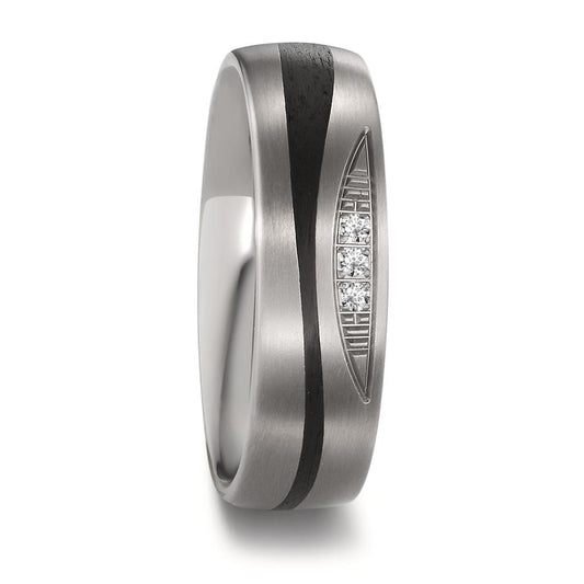 Partnerring titan, Kol diamant 0.03 ct, 3 stenar, tw-si