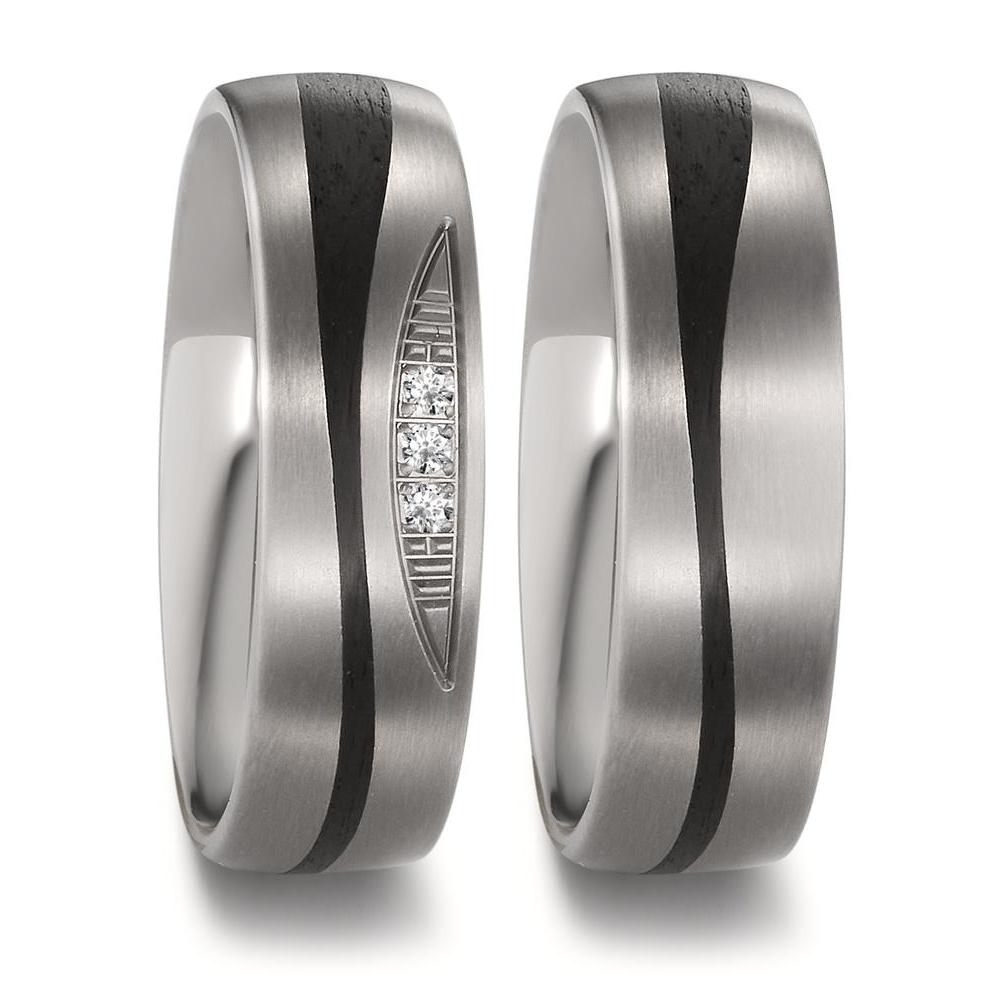 Partnerring titan, Kol diamant 0.03 ct, 3 stenar, tw-si