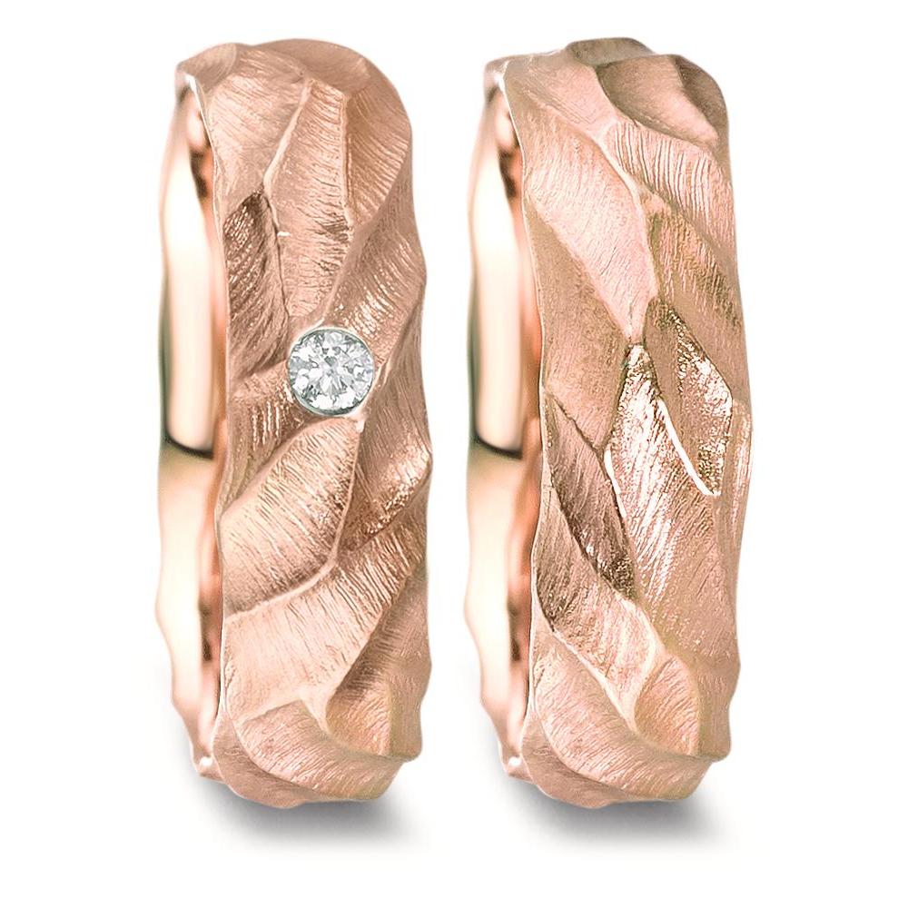 Partnerring 750/18 K rött guld diamant 0.04 ct, w-si