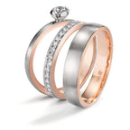 Minnesring 750/18 K rött guld, 750/18 K vitguld diamant 0.15 ct, 15 stenar, tw-vsi