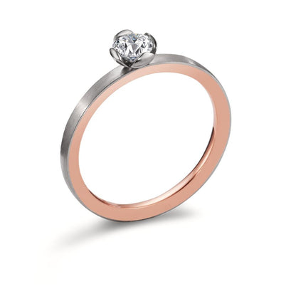 Solitärring 750/18 K rött guld, 750/18 K vitguld diamant 0.25 ct, tw-vsi