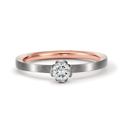 Solitärring 750/18 K rött guld, 750/18 K vitguld diamant 0.25 ct, tw-vsi