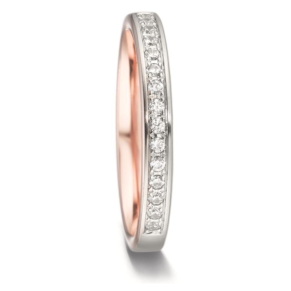 Minnesring 750/18 K rött guld, 750/18 K vitguld diamant 0.15 ct, 15 stenar, tw-vsi