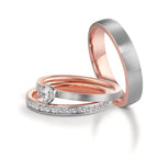 Minnesring 750/18 K rött guld, 750/18 K vitguld diamant 0.15 ct, 15 stenar, tw-vsi