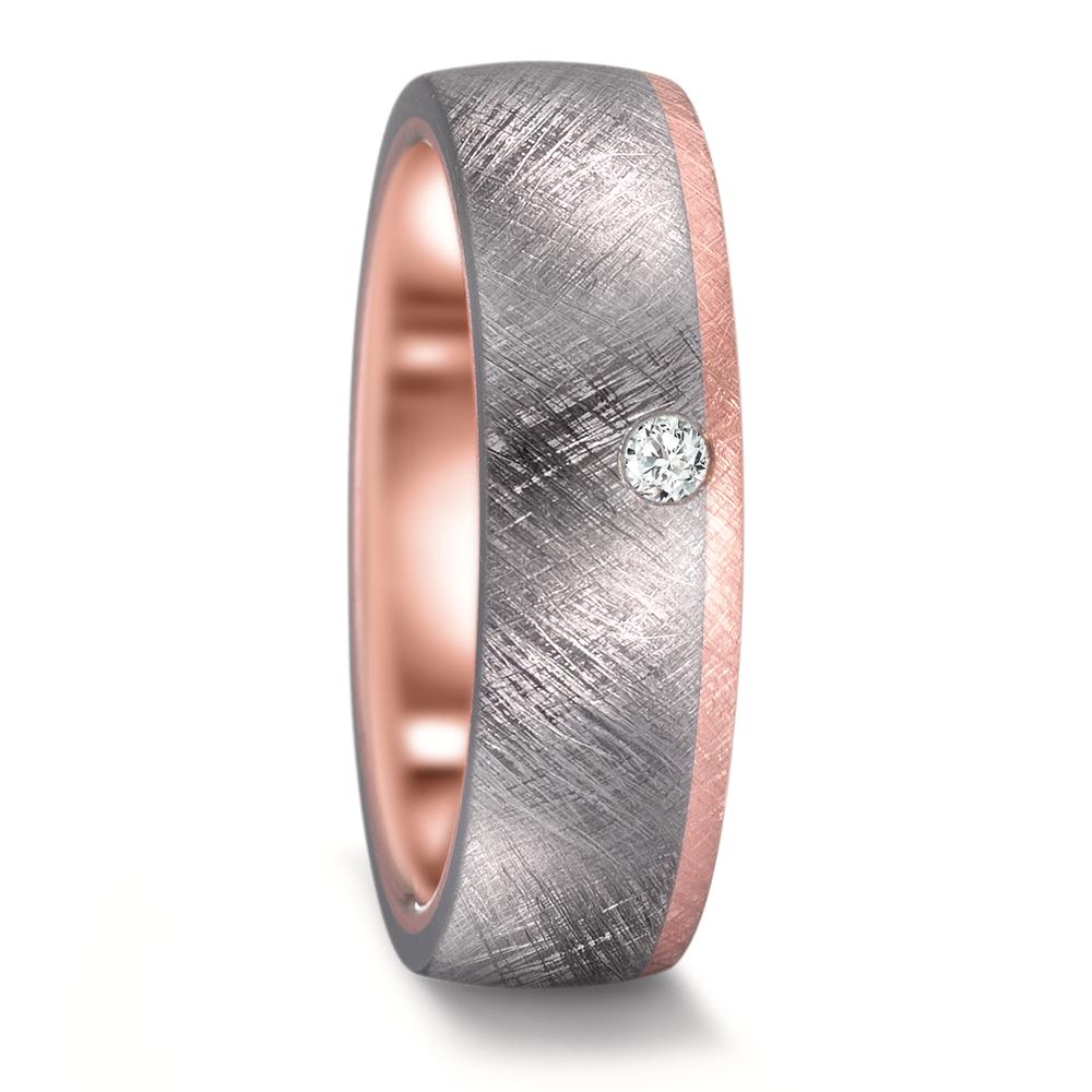 Partnerring 999 Tantal, 585/14 K roséguld diamant 0.03 ct, w-si