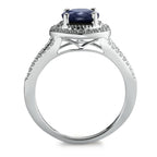 Finger ring 375/9 K vitguld safir blå, 1.76 ct, [rund], AAA, diamant vit, 0.23 ct, 12 stenar, w-pi3