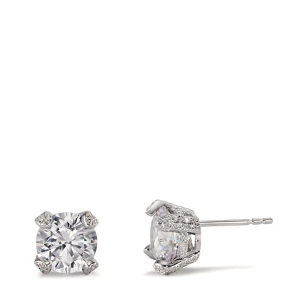 Örhängen med knoppar Silver Zirkoniumoxid rodiumpläterad Ø8.5 mm