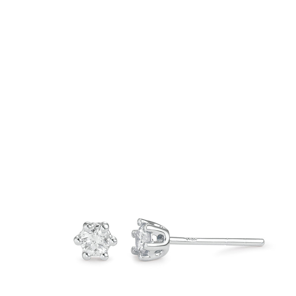 Örhängen med knoppar 750/18 K vitguld diamant vit, 0.25 ct, 2 stenar, [Brillant], w-si Ø4 mm