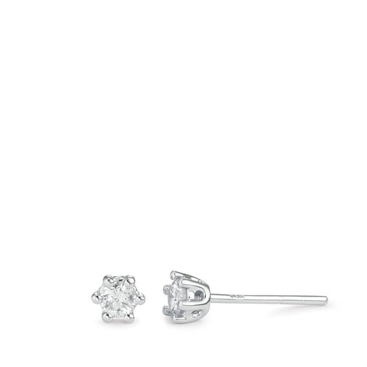 Örhängen med knoppar 750/18 K vitguld diamant vit, 0.25 ct, 2 stenar, [Brillant], w-si Ø4 mm