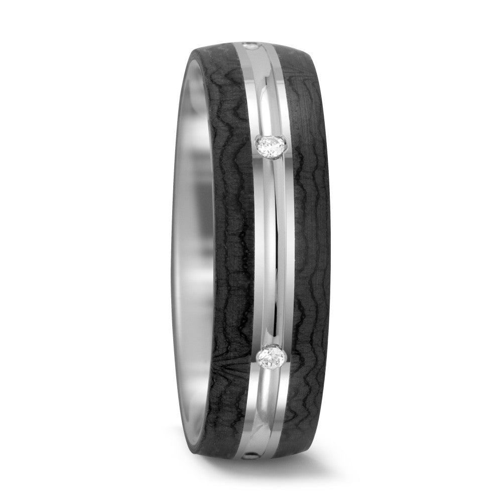 Finger ring 585/14 K vitguld, Kol diamant 0.06 ct, 6 stenar, tw-si