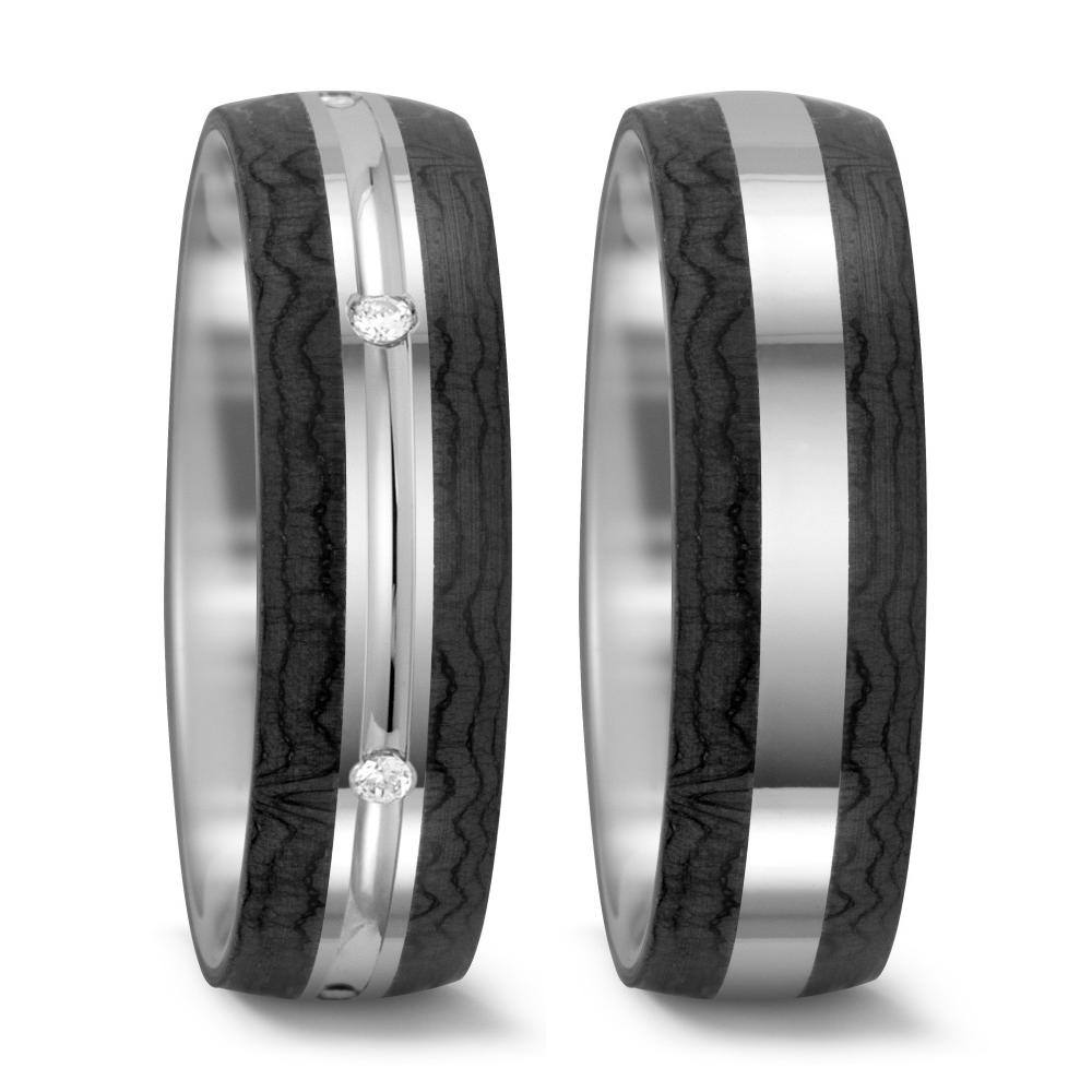 Finger ring 585/14 K vitguld, Kol diamant 0.06 ct, 6 stenar, tw-si