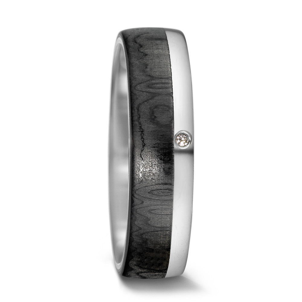 Partnerring 585/14 K vitguld, Kol [Diamant] 0.01 ct, tw-si