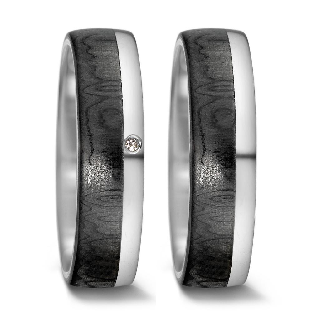 Partnerring 585/14 K vitguld, Kol [Diamant] 0.01 ct, tw-si