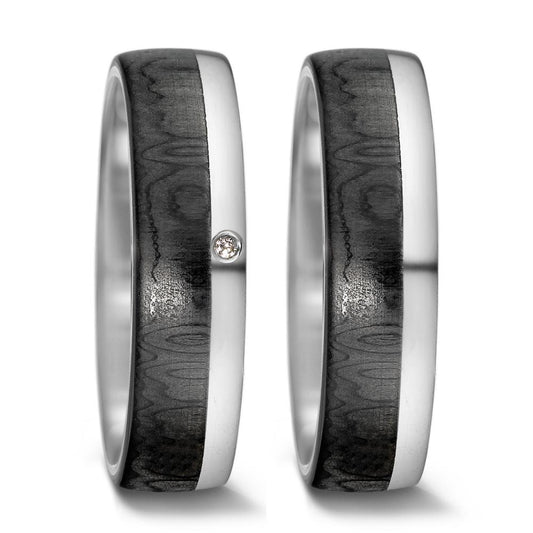 Partnerring 585/14 K vitguld, Kol diamant 0.01 ct, tw-si
