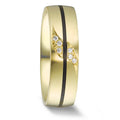 Partnerring 585/14 K gult guld, Kol diamant 0.048 ct, 6 stenar, w-si