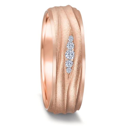 Partnerring 750/18 K rött guld diamant 0.077 ct, 5 stenar, w-si