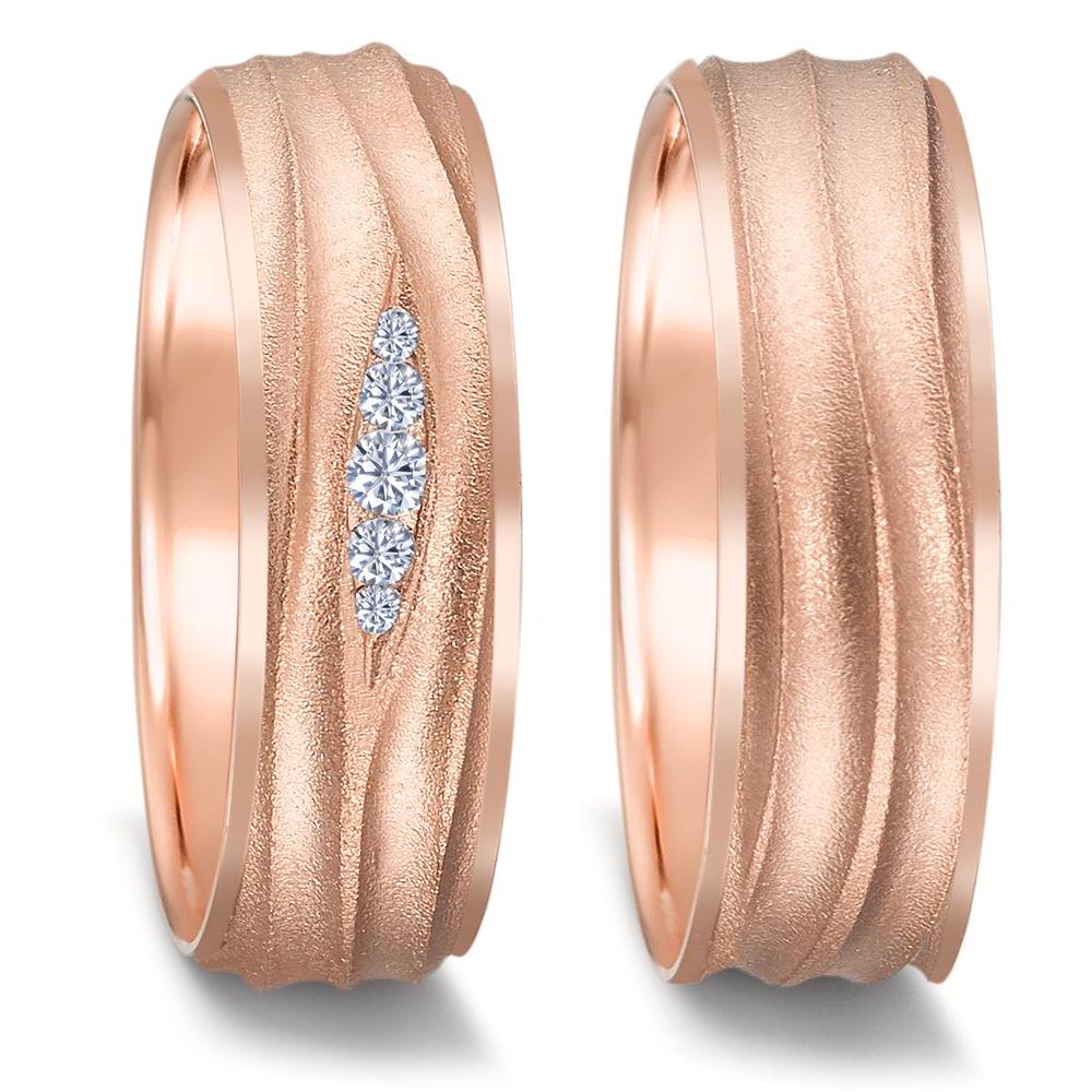 Partnerring 750/18 K rött guld diamant 0.077 ct, 5 stenar, w-si