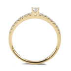 Solitärring 750/18 K gult guld diamant 0.25 ct, 17 stenar, w-si