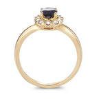 Finger ring 750/18 K gult guld safir 0.94 ct, diamant 0.40 ct, 12 stenar, [Brillant], w-si