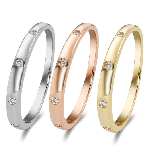 Sätt i ring 750/18 K vitguld, 750/18 K gult guld, 750/18 K rött guld diamant 0.13 ct, 13 stenar, w-si