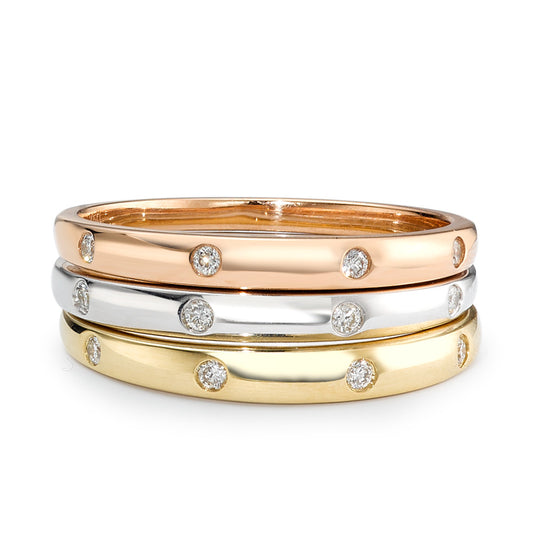 Sätt i ring 750/18 K vitguld, 750/18 K gult guld, 750/18 K rött guld diamant 0.13 ct, 13 stenar, w-si