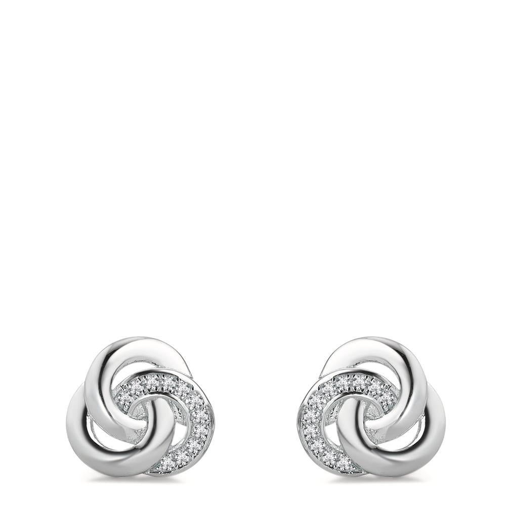 Örhängen med knoppar Silver Zirkoniumoxid rodiumpläterad Ø10 mm