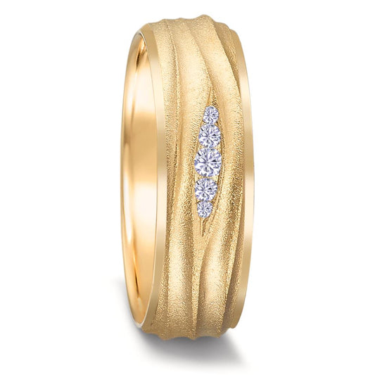 Partnerring 750/18 K gult guld diamant 0.077 ct, 5 stenar, w-si