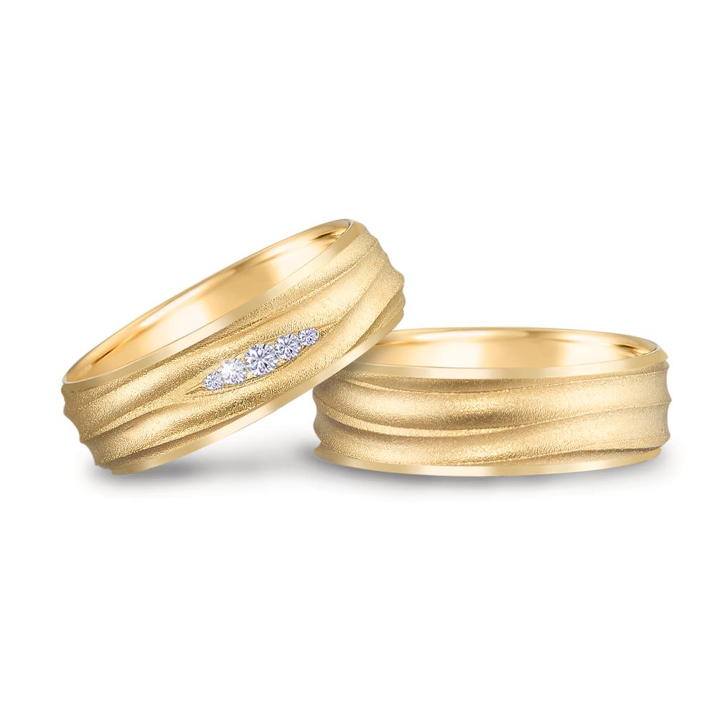 Partnerring 750/18 K gult guld diamant 0.077 ct, 5 stenar, w-si