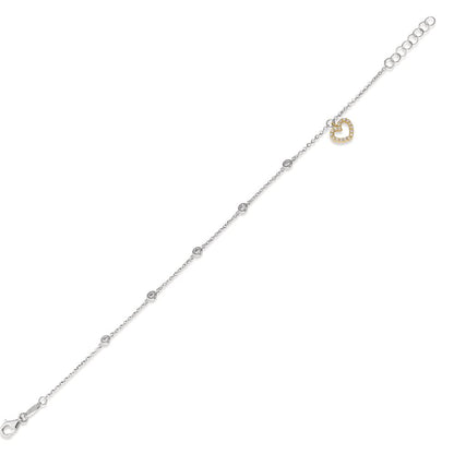 Armband 750/18 K vitguld, 750/18 K gult guld Zirkoniumoxid Hjärta 16.5-18.5 cm
