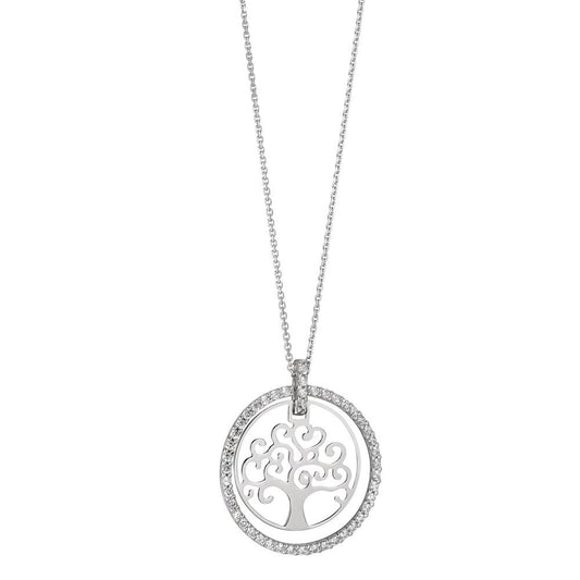 Collier 750/18 K vitguld Zirkoniumoxid Livets träd 42 cm Ø18 mm