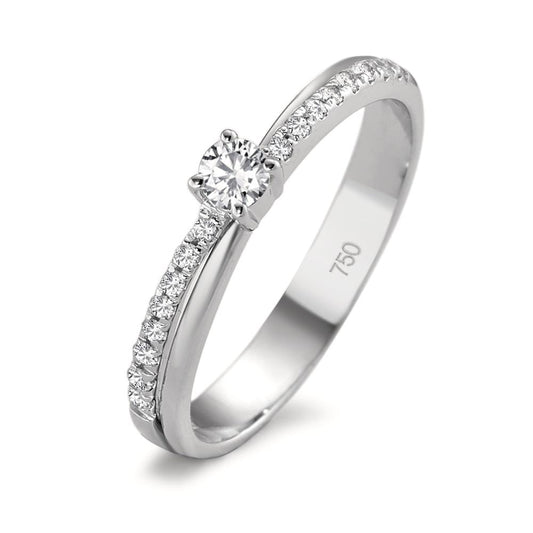 Finger ring 750/18 K vitguld diamant 0.09 ct, 19 stenar, w-si