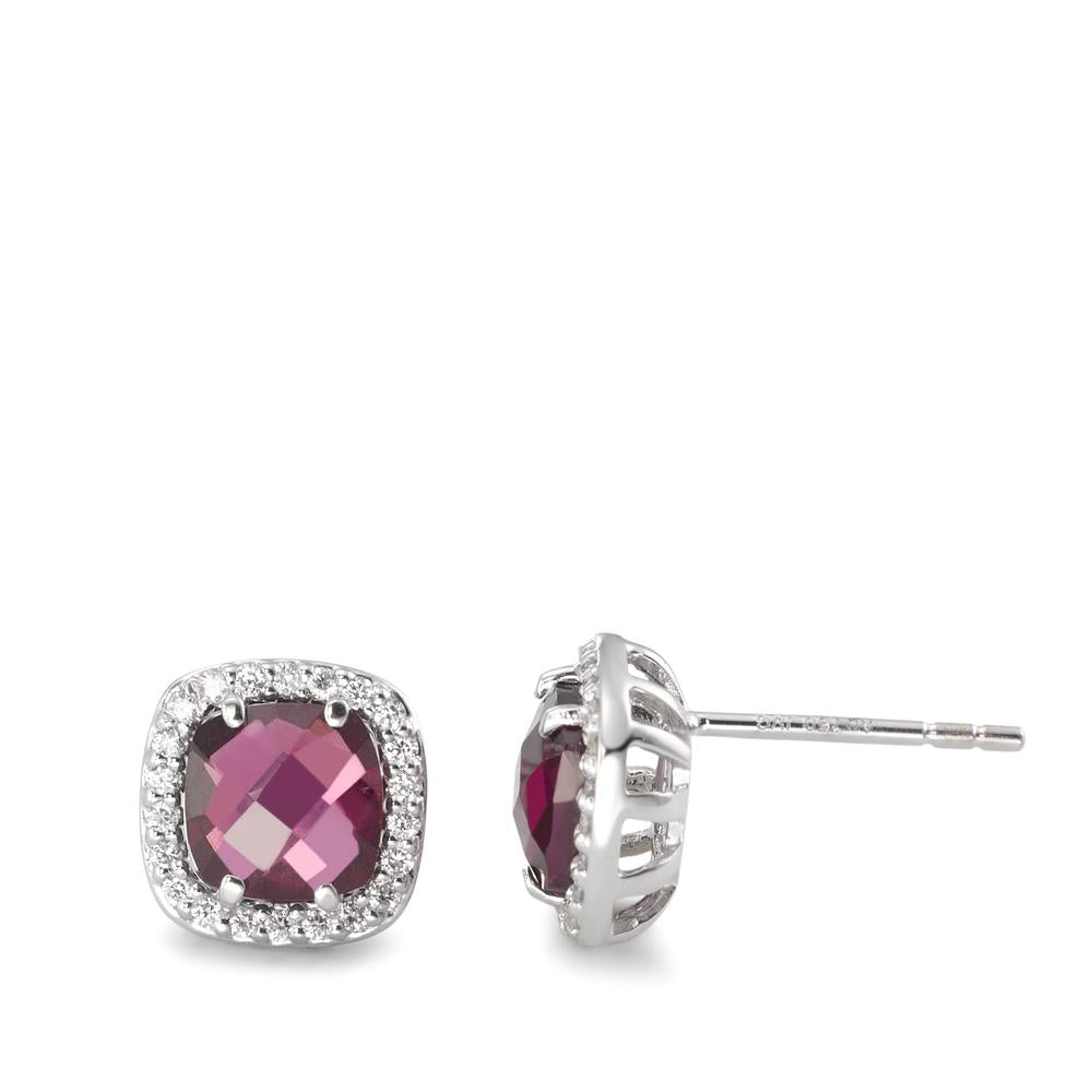 Örhängen med knoppar 750/18 K vitguld Rhodolit Ø9 mm