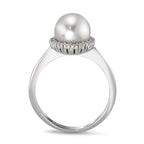 Finger ring 750/18 K vitguld diamant 0.18 ct, w-si Sötvattensodlad pärla vit, 8 mm