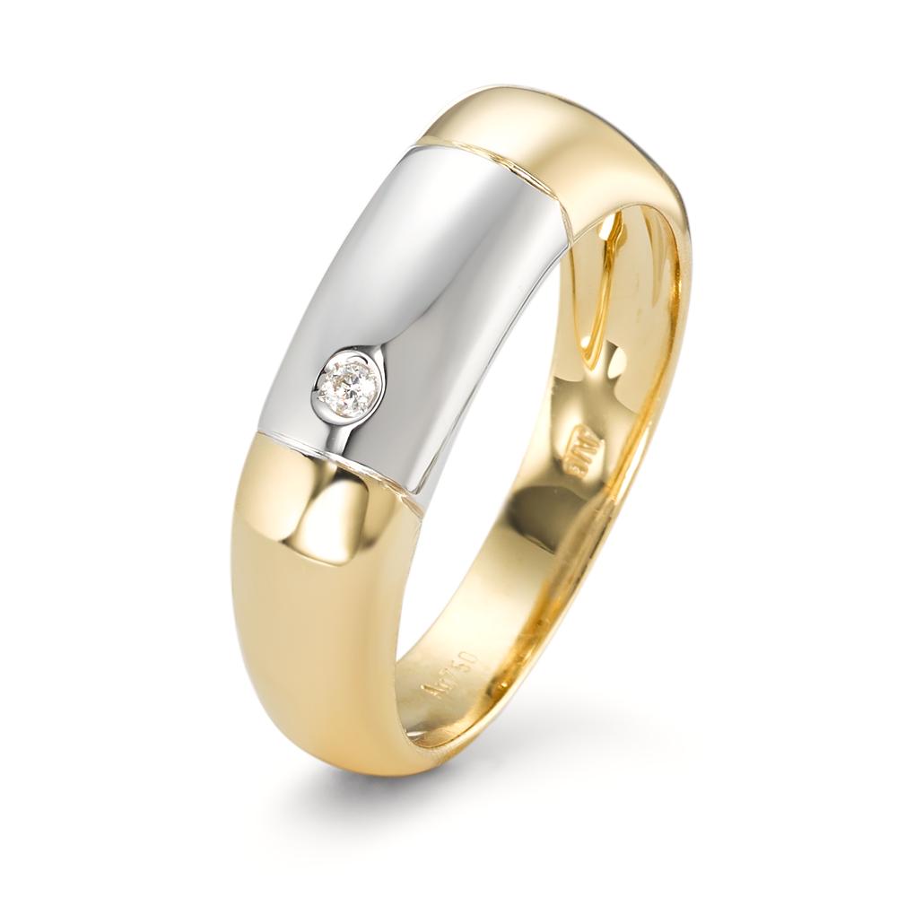 Finger ring 750/18 K gult guld, 750/18 K vitguld diamant 0.02 ct, w-si