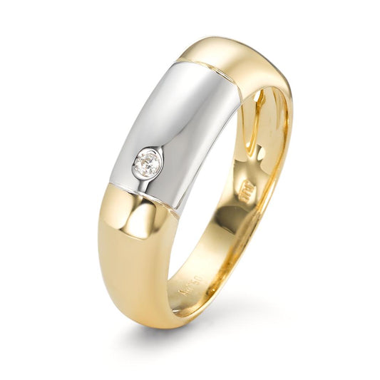 Finger ring 750/18 K gult guld, 750/18 K vitguld diamant 0.02 ct, w-si