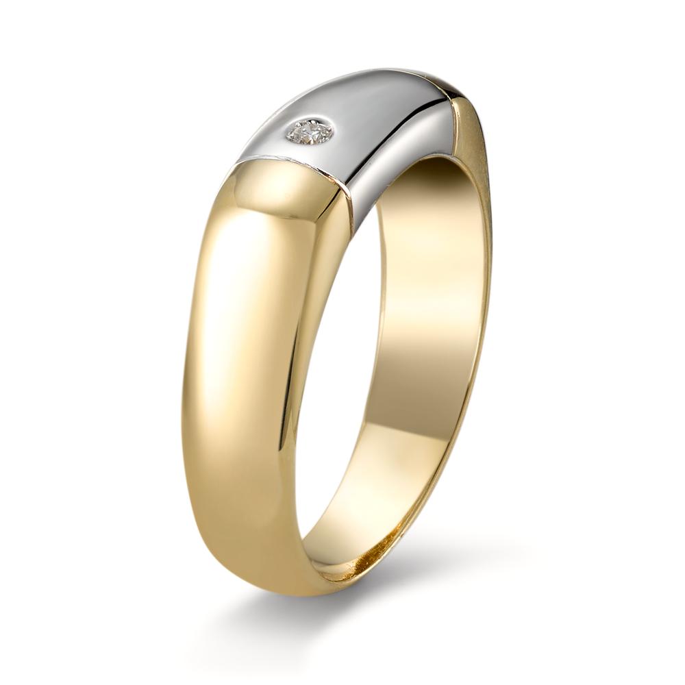 Finger ring 750/18 K gult guld, 750/18 K vitguld diamant 0.02 ct, w-si